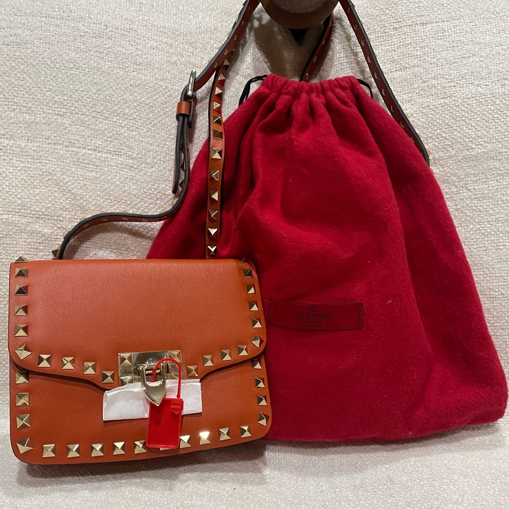 Valentino Rockstud Flip Lock Clasp Mini Messenger Bag